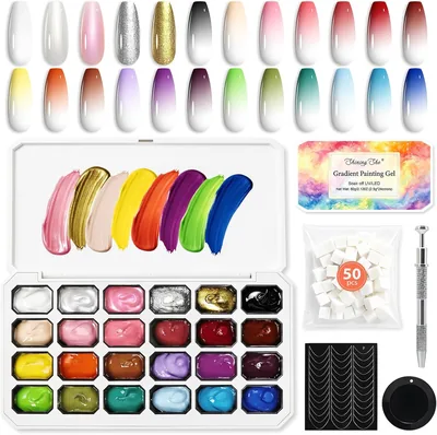Palette de peinture gel Ombre 24 couleurs Shining She pour l'art du nail | Palette dégradé multicolore