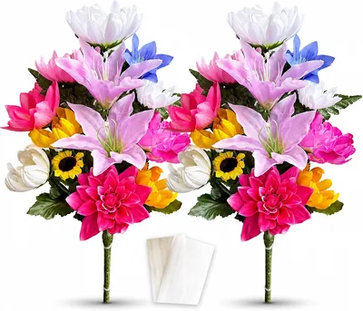 人工花 ハナコ 墓所 ブッセンバナ 補完品 約15.7インチ (40cm) 2束セット (406) | ベストディール
