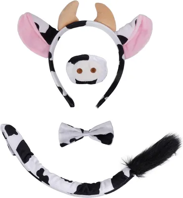 OJIOUI Cow Costume Set Mouse Ears Headband and Tail Nose Bow Tie | Best Deal