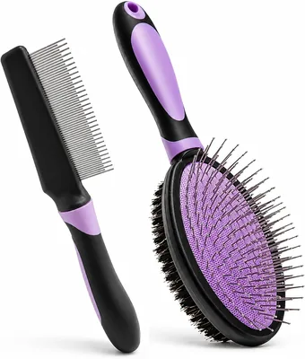 Double Sided Dog Grooming Brush & Metal Comb