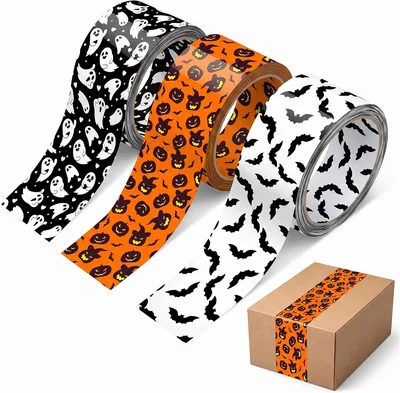 Halloween Packaging Tape 3 Rolls, 50 Yards, Strong Adhesive
