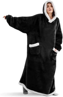Oversize Snoodie Blanket Hoodie - Black | Cozy Fit