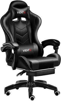 Silla de Escritorio Gamer con Apoyo Lumbar y Reposapiés - Negro
