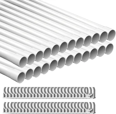 Installationspipe M20 gedämpft 24 m, Rohre 20 mm leere Rohr mit 50 Klemmklampen, Kabelrohr fest PVC feuerhemmend