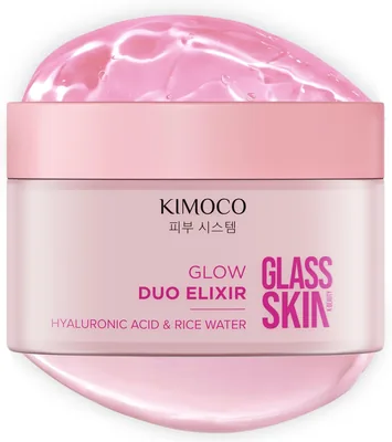Kimoco Glass Skin Duo Elixir Nawilżający Krem - Serum 2w1 z Kwasem Hialuronowym i Wodą Ryżową, 100 g | Niezawierający Składników Wywołujących Podrażnienia