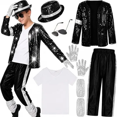 Boys Dance Star Costume Set - 80s 90s Retro Sequin Outfit