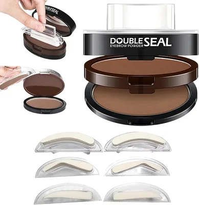 Kit de sello para cejas con doble color, a prueba de agua y sudor, con 3 pares de plantillas reutilizables