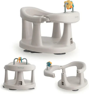 Silla de Baño Olmitos para Bebés con Rotación desde 6 Meses | Asiento de Ducha Antideslizante con Apertura Lateral, Portajuguetes y 4 Copas de Sujeción | Mejor Oferta