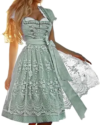 Generisches 3-teiliges Dirndl-Kostüm für Frauen, Midi-Länge mit Schnürung, Komplette Sets, Kostümkleid, Mode D