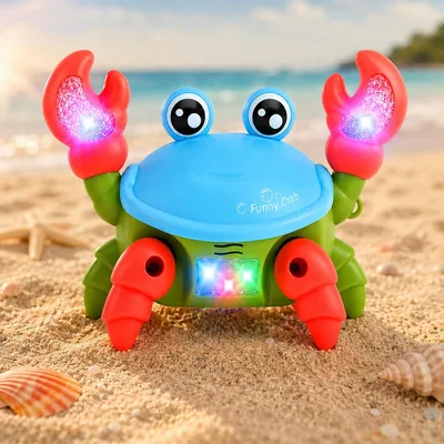 Brinquedo Caranguejo Dançante Siri Fujão Infantil Interativo com Luz LED, Música e Movimento, Brinquedo Educativo Musical