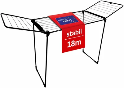 BigDean Luftentfeuchter 180 Schwarz 18 m Extra Hoch für Lange Kleidungsstücke | Stabiler, robustes Flügelkleiderständer-Trockner in Innen- und Außenbereichen