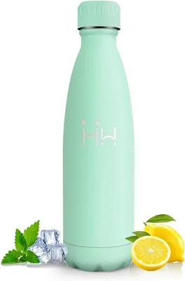 Botella de Agua de Acero Inoxidable, Libre de BPA, Botella Térmica, Doble Tapón de 500 ml, Aislamiento Térmico, Cantina, Anti-fugas, Puede Contener C