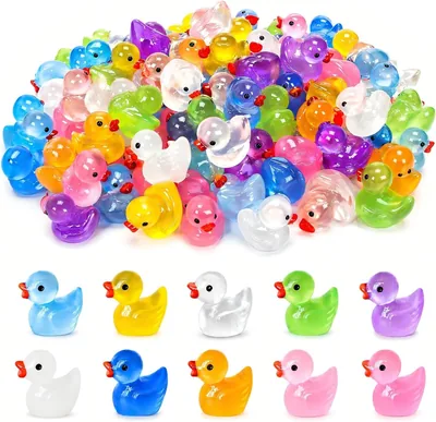 60 Mini Glow in the Dark Duck Figures Resin Garden Decor