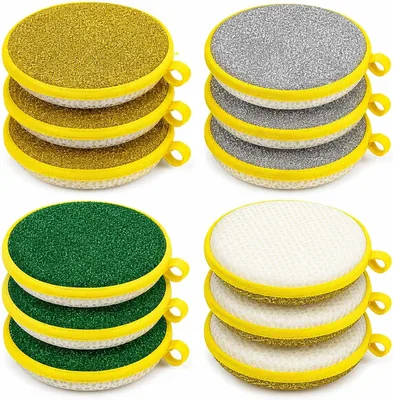 ECVV Double Sided Dishwashing Sponge 12pcs - Strong Scrub