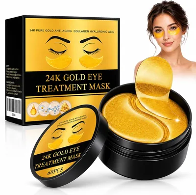 Parches Oculares de Oro 24k, 60 Unidades - Mascarilla Hidratante para Contorno de Ojos