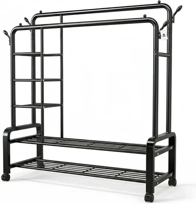 Topika Double Bar Clothing Rack Stand & 3+2Tier Storage,Clothes Organizer | Double rail clothing rac