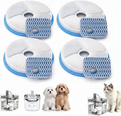 4 Filtros para Fuente de Gatos, Repuesto de Filtro de Bebedero para Mascotas, Resina y Carbón Activo