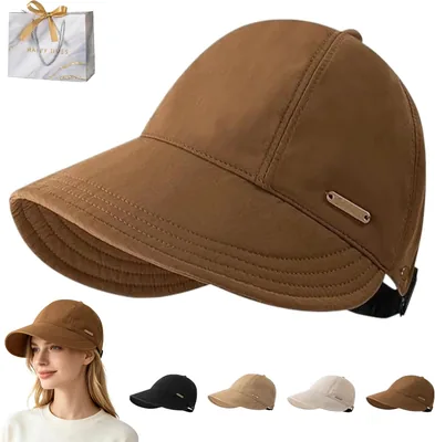 Women's Wide Brim Sun Visor Hat UPF 50+ Foldable Ponytail Golf Hat