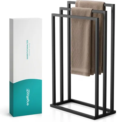 Engelbach® Handtuchstange Schwarz - Stabil und Langlebig mit 3 Stangen