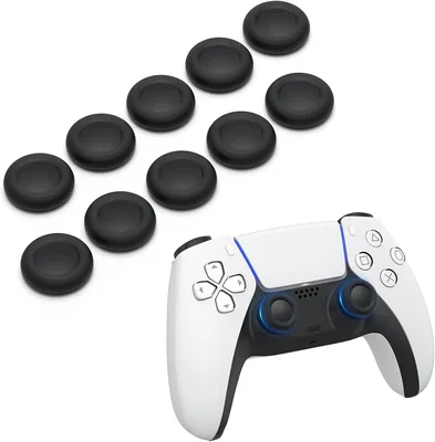 टॉबिफिट प्रतिस्थापन जॉयस्टिक ग्रिप्स PS4/PS5 के लिए - 10 गैर-स्लिप थंब ग्रिप्स सुधारित पकड़ के, एंटी-फिंगरप्रिंट और एंटी-स्वीट