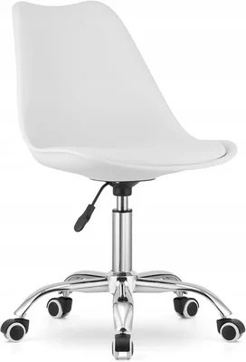 Silla de Oficina Blanca con Ruedas Giratorias, Ajustable en Altura 70-91 cm, Asiento y Respaldo con Espuma PVC