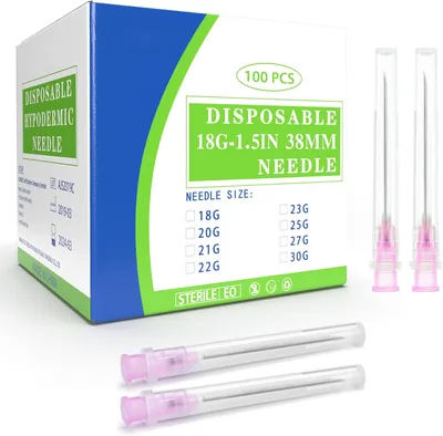 100pcs 18G 38mm Needles with Cap
