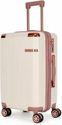 Mala de Viagem Bordo Compacto 10kg com Rodinha - Cabine Padrão Anac (Creme e Rosa) - 5% Off