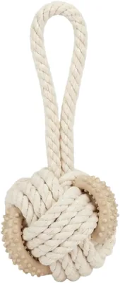 Durable Dog Rope Ball Chew Toy - Textured TPR Rings for Teeth Cleaning