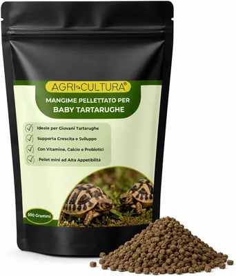 AGRI-CULTURA® | Mangime per Tartarughe Baby 500g | Pellet Mini con Alta Digestibilità | Ricco di Vitamine e Fibre Naturali