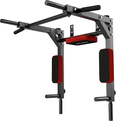 SPORTNOW Murpullupbar, 2-i-1 professionell pull och dip station för träning, kan laddas med till 200 kg, röd | Best Price