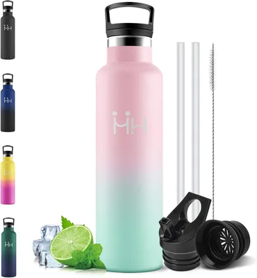 Botella Térmica Motswedi de 750 ml con Paja, Botella de Acero Inoxidable para Agua, Cantina Térmica, Mantiene Caliente durante 12 Horas y Fresca durante 24 Horas
