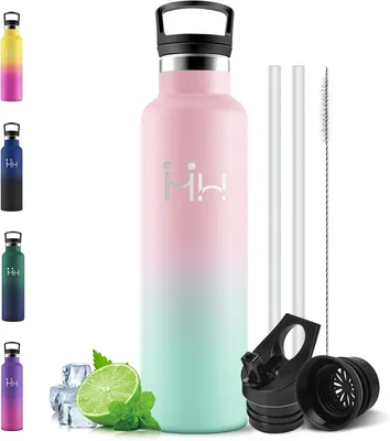 Botella Térmica Motswedi de 1L con Paja, Botella de Acero Inoxidable, Cantina Térmica, Mantiene Calientes las Bebidas 12h y Frías 24h