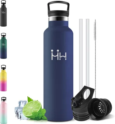 Botella Térmica Motswedi de 750 ml con Paja, Botella de Agua de Acero Inoxidable, Cantina Térmica, 12 Horas de Bebida Caliente y 24 Horas
