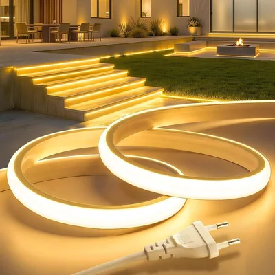 Lamomo COB LED Strip 20m, Blanc Chaud Extérieur Étanche Neon Flexibles | Silicone, 5760 Leds, Coupables, Largeur 9.2