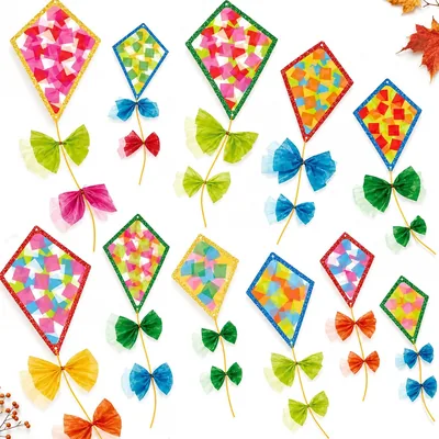 24 Papierdrachen Fensterbilder, Herbstdeko für Innen und Außen | Bastelset für den Herbst