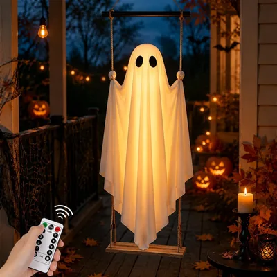 Swinging Ghost Outdoor Decor - White 4.99ft Best Deal