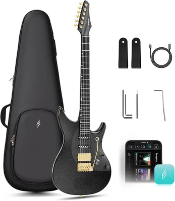 ENYA INSPIRE PRO SD - Guitarra eléctrica inteligente con pastillas Seymour | Altavoz antiaullón de 20 W, cuerpo de fibra de c