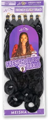 Meisha Hair French Curly Braid 28 Inch Synthetic Braiding Hair #1 | Crochet Compatible, Knotless Box Braids
