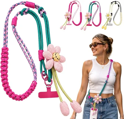 Correa para Celular KEWEZHU 3 en 1 con Flores, Ligera, Ajustable y Desmontable