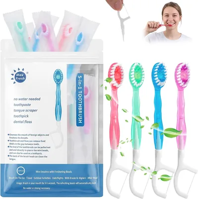 12 Disposable Toothbrushes with Toothpaste - 5 in 1 Mini Toothbrush Best Deal
