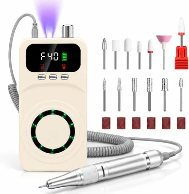 Electric Nail Drill Kit - 12 Pcs, 40000RPM E-File