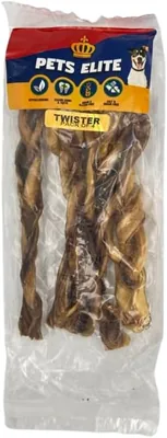 Pets Elite Twister Natural Braided Beef Dog Chew