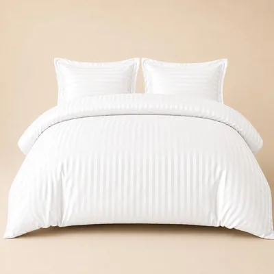 FOAMCRAFT® Striped 3-Piece Duvet Cover Set - Fade & Wrinkle Free Cotton Bedding