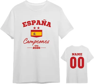 Camiseta Personalizada España Campeones del Mundo 2026 - Equipo Nacional Español de Fútbol