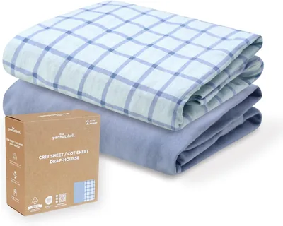 Organic Cotton Baby Crib Sheets Blue 2pk Best Deal