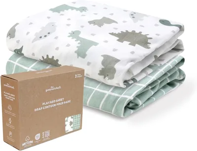 Organic Cotton Baby Pack & Play Sheets - 2pk Dino Best Deal