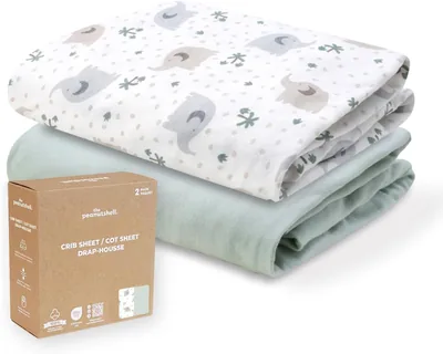 Organic Cotton Crib Sheets 2pk - Elephant Design