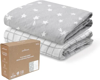 Organic Cotton Pack & Play Sheets 2pk Grey