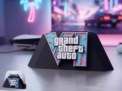 GTA 6 थीम वाला PS5 कंट्रोलर स्टैंड - शानदार गेमिंग कंसोल एक्सेसरी (काला)