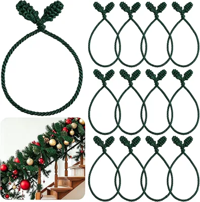 12pcs Christmas Garland Ties, 20 Inch Banister Twist Ties